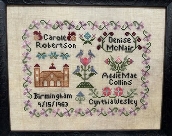 Rebel Stitcher Designs - Birmingham Girls Sampler - Original design by Colleen Matthews-Frey