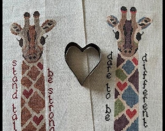Haystack Stitching - I Love Giraffes - Original design by Caroline Seldon of the UK