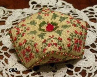 MTV Designs - Christmas Biscornu - Original design by Maria Teresa Vitali of Italy