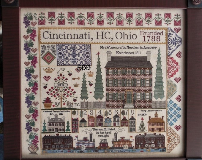 Heart's Ease Examplar Workes Queen City Sampler Original Design by