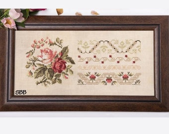 Samplers And Primitives - Rose Band Sampler - Diseño original de Regina Kovacheva