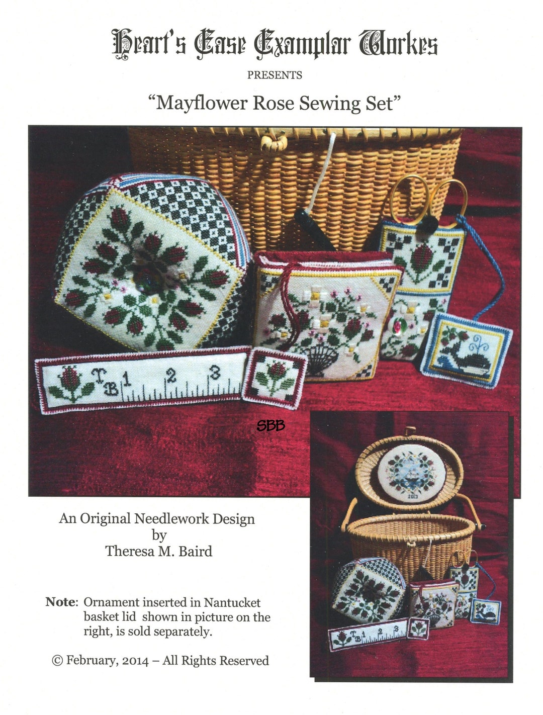 Heart's Ease Examplar Workes Mayflower Rose Sewing Set Original Design