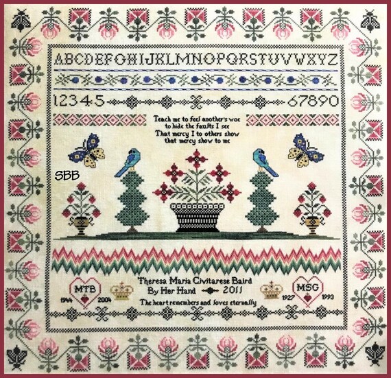 Heart's Ease Examplar Workes - the Dianthus Sampler ~ Original