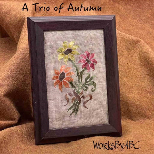 WorksByABC - Trio Of Autumn Flowers - Original design by Arlene Cohen