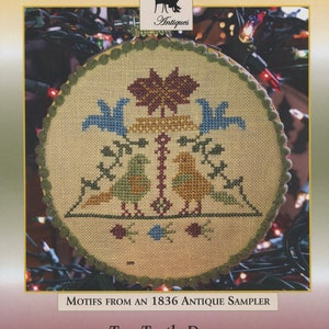 Cross Stitch Antiques - Two Turtle Doves - Reproduction Sampler design by Kathleen Littleton.