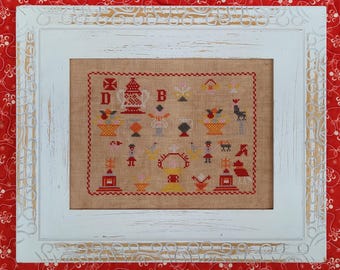 The Spanish Stitcher - D. B. Sampler - A Spanish Antique Sampler Reproduction by Trelly