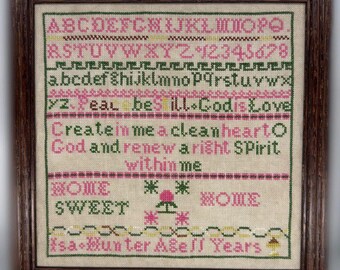 SamBrie Stitches Designs - Isa Hunter - Antique Sampler Reproduction by Becca Murphy