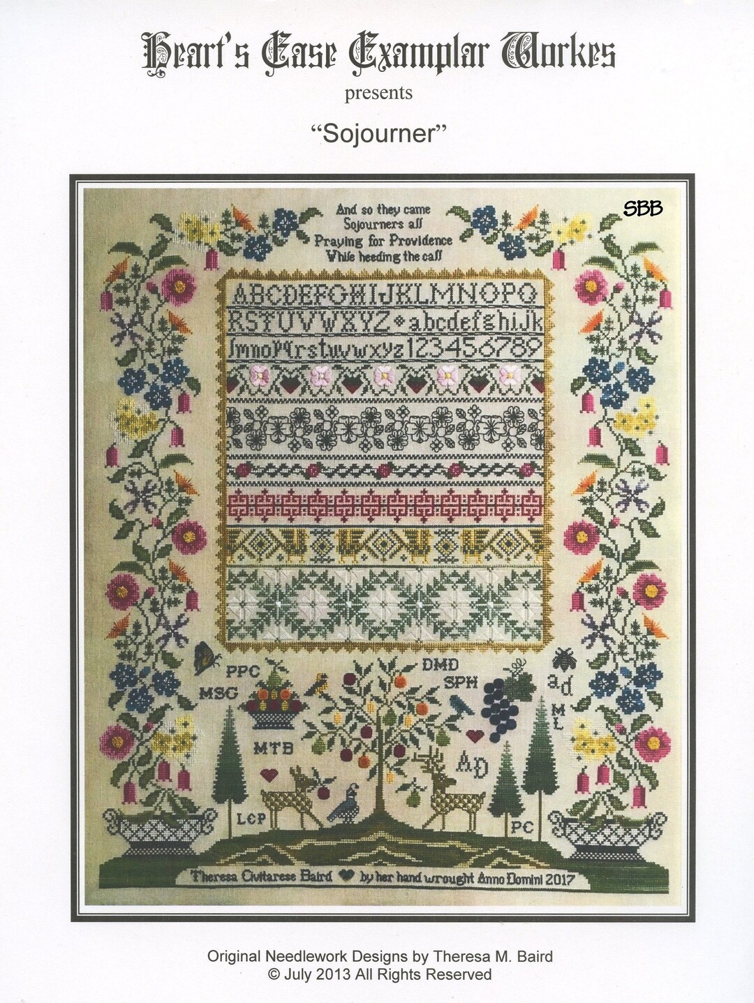 Heart's Ease Examplar Workes Sojourner Original Design by Theresa M