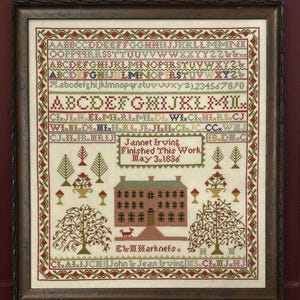 Jean Farish Needleworks - The Jannet Irving Sampler - Antique Sampler Reproduction design by Jean Farish