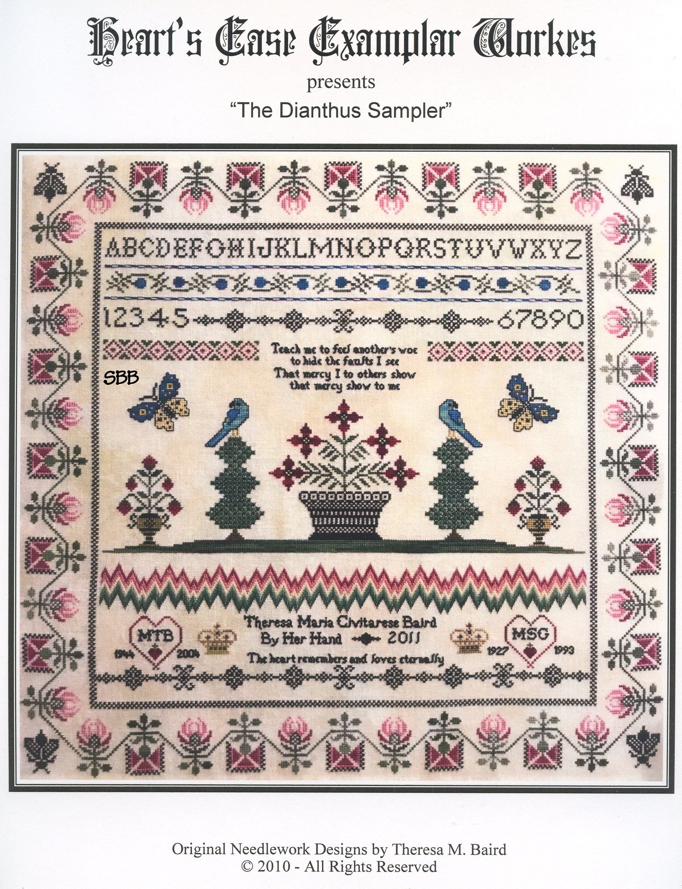 和洋裁材料 Les Coeurs d'isa Heart's Ease Examplar Workes - the Dianthus Sampler ~ Original