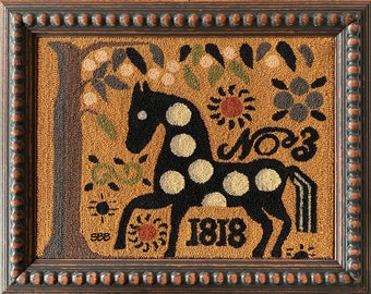 Carriage House Samplings - Spot The Horse Punchneedle - Original design by Marty Barrick