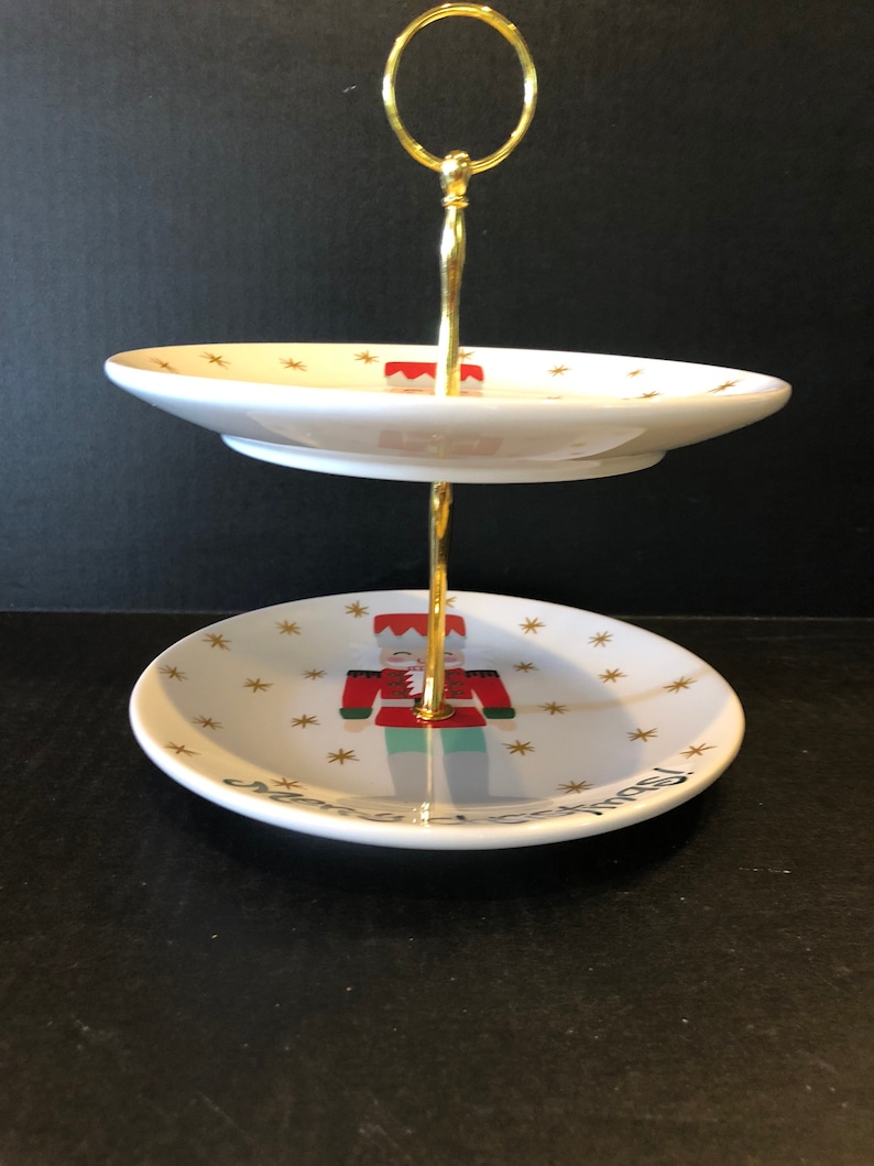 Merry Christmas Nutcracker 2 Tier Ceramic Cake Plates Perfect Etsy