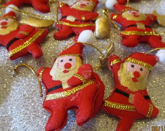 11 Vintage Christbaumanhänger Weihnachtsmann, 5,5 cm lang, Christbaumschmuck, Rot-Gold, Geschenkanhänger