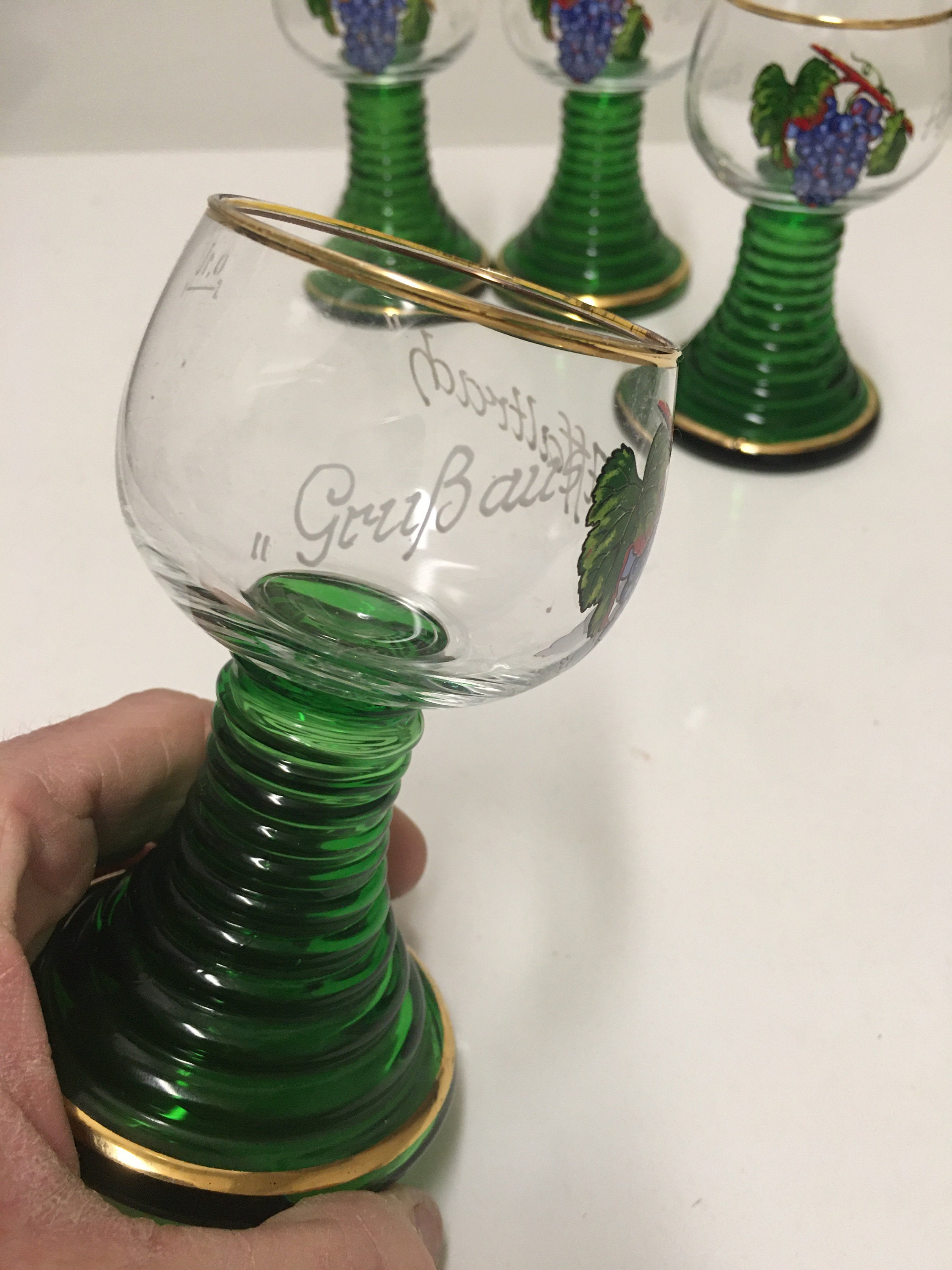 Vintage German Wine Cordial Brandy Glass goblet set of 4 Grub Etsy