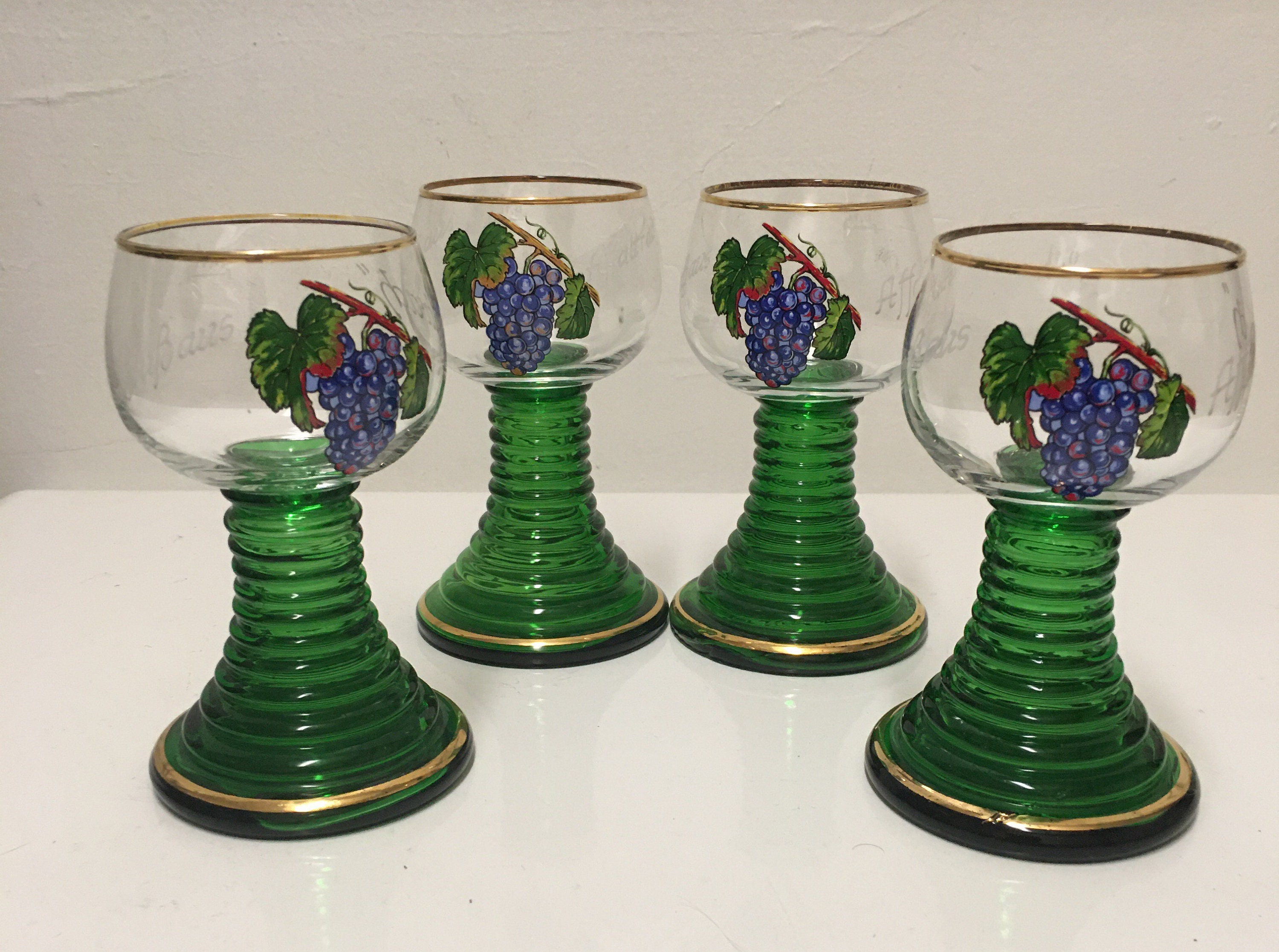 Vintage German Wine Cordial Brandy Glass goblet set of 4 Grub Etsy