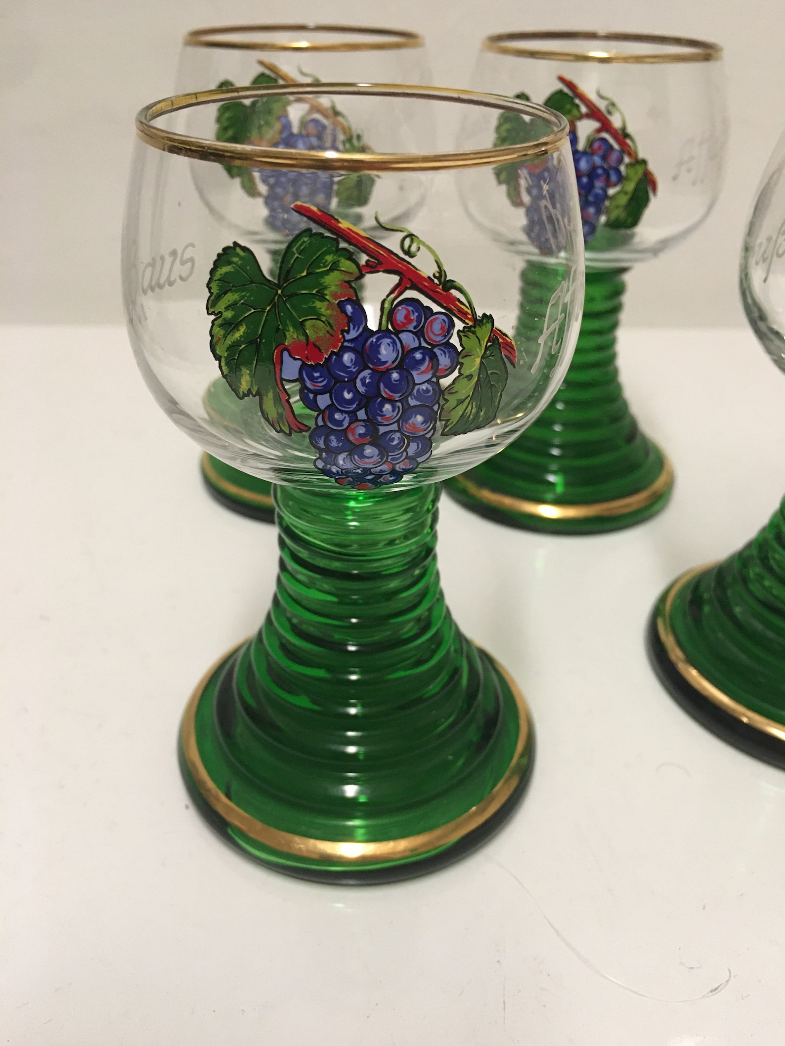 Vintage German Wine Cordial Brandy Glass goblet set of 4 Grub Etsy