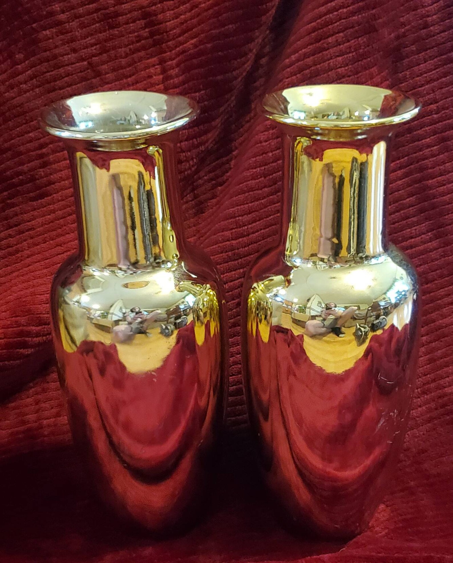 Mid Century Interpur Japan Gold Plated Ceramic Vase Set of 2 Etsy