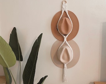 Double Macrame Hat Hanger || Hat Organizer || Hat Holder || Boho Hat Hanger || Double Hat Hanger || Wide Brim Hat Holder