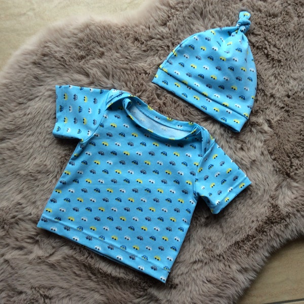 Set, Baby T-Shirt und Beanie,Baumwollyersey,,Geschenk, Geburt, Größe 62,68,74.