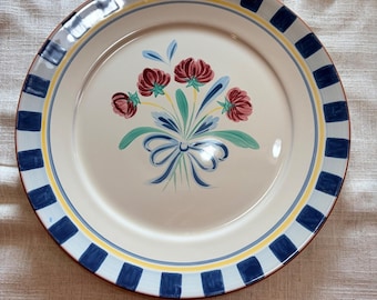 Lenox Poppies on Blue Terracotta Platter 14 Inch Round Floral Serving Plate 1998
