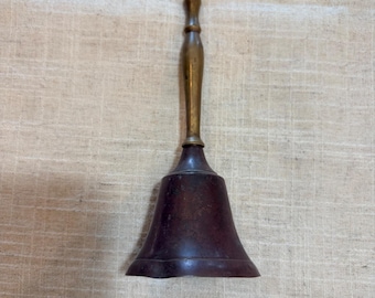 Vintage Brass and Copper Hand Bell Antique Style School Desk Call Bell 6 Inch