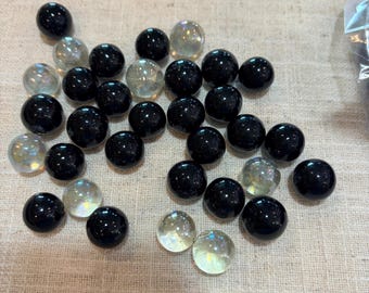 Vintage Style Glass Marbles Bulk Lot Black and Iridescent Clear Round 3lb+