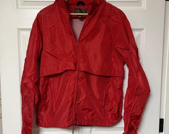 Vintage 90's Eddie Bauer Red 100% Nylon Zip up Jacket Size Small