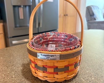 Longaberger 1997 Inaugural Basket 15326 Patriotic Liner Plastic Protector USA