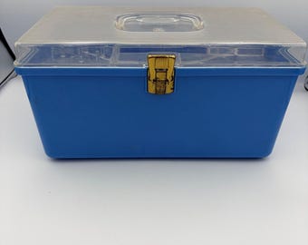 Vintage Wil-hold Blue Sewing Box Organizer Tray Wilson Mfg Corp Made in USA