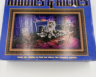 Vintage Riddles & Riches Board Game Mystery Treasure Hunt Mansion 1990s Complete