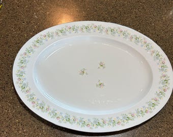 Johann Haviland Blue Garland Oval Serving Platter Bavaria Germany Silver Trim