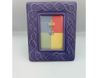 Burnes of Boston Purple Ceramic Celtic Knot Picture Frame 3.5x5 Vintage 1997
