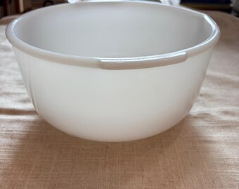 Glasbake White Milk Glass Mixing Bowl 10 inch J-2357 Made in USA Vintage Sunbeam