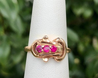 14K Rose Gold Ruby Buckle Ring