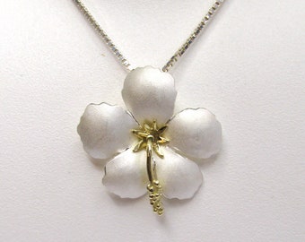 Monika Wendland Sterling Silver and 14K Yellow Gold Hibiscus Necklace