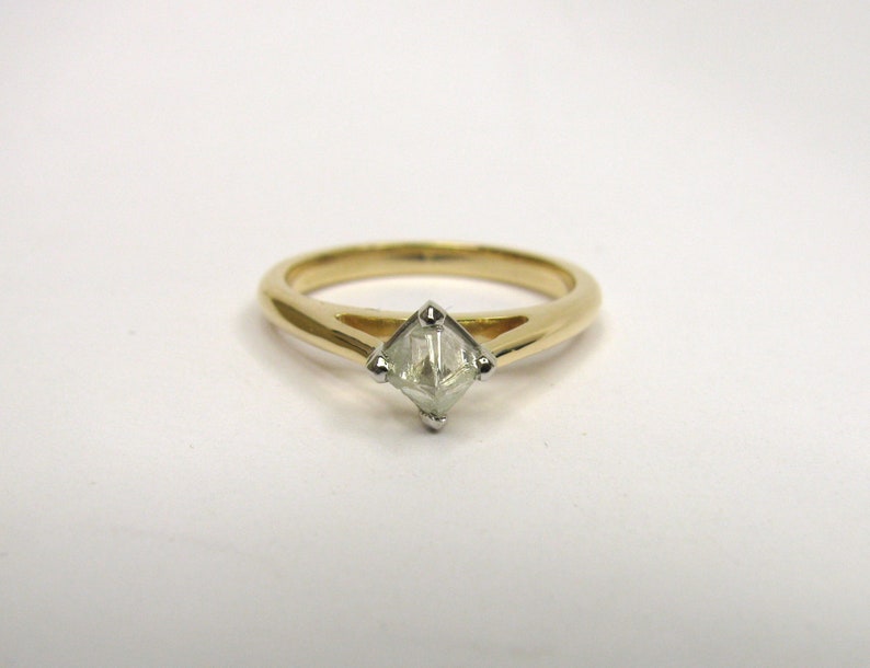 14K Yellow Gold and Platinum Diamond Crystal Ring image 3