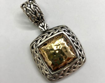 John Hardy 18K and 925 Sterling Silver Hammered Pendant