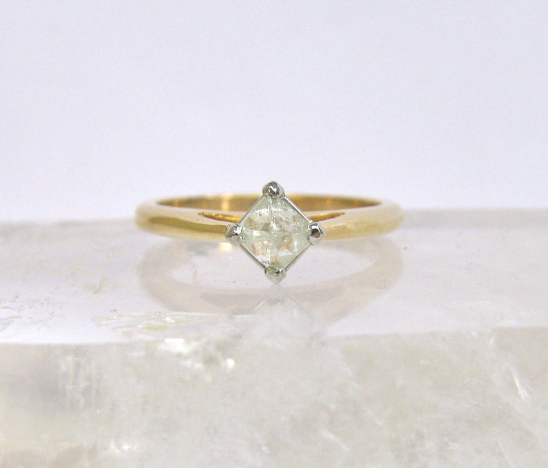 14K Yellow Gold and Platinum Diamond Crystal Ring image 1