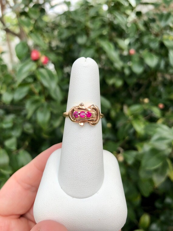 14K Rose Gold Ruby Buckle Ring