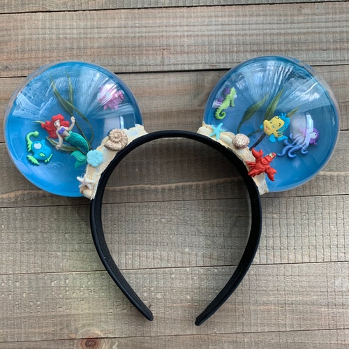Little Mermaid Ariel Inspired Minnie Mouse Snowglobe Minnie Ears