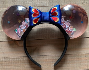 Snow White and Dwarfs Mine Train Minnie Mouse Snowglobe Ears