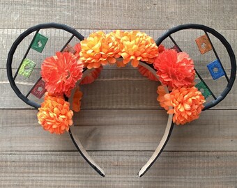 Dia de Los Muertos Coco Inspired Floral Minnie Mouse Ears