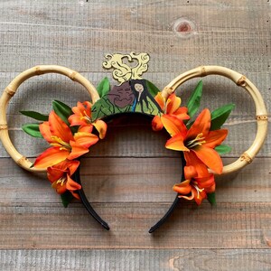 Pixar Lava Tropical "I Lava You" Floral Bamboo Minnie Mouse Ears