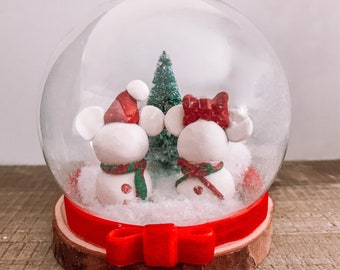 Mickey & Minnie Snowman Snowglobe Decor