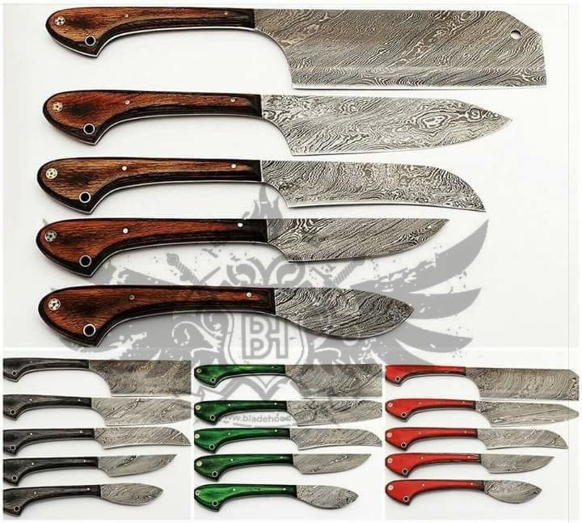 Handmade Damascus Bbq/outdoor Knives Set. Etsy