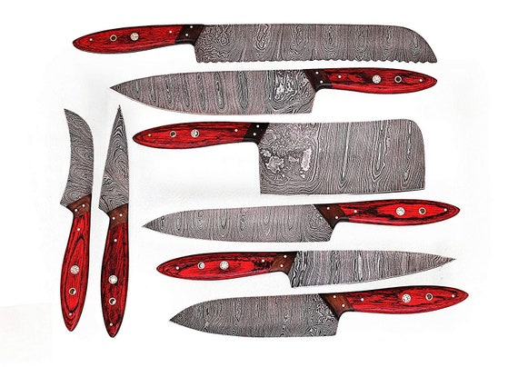 Handmade Damascus Kitchen Knife Set Etsy