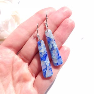 Blue and Light Teal Earrings | Handmade Polymer Clay Earrings | Statement Dangle Earrings