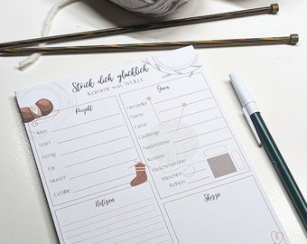 Knitting Project Notepad - Knitting Project Planner