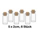 6 x glass vials with corks 50 x 20 mm bottle glass bottle vials with cork closure 