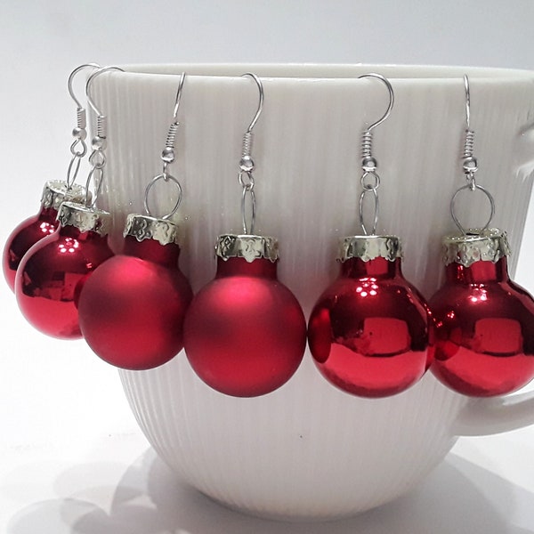 Christbaumkugeln Ohrringe Weihnachts Ohrringe ROT GOLD viele Farben 20 mm Durchmesser